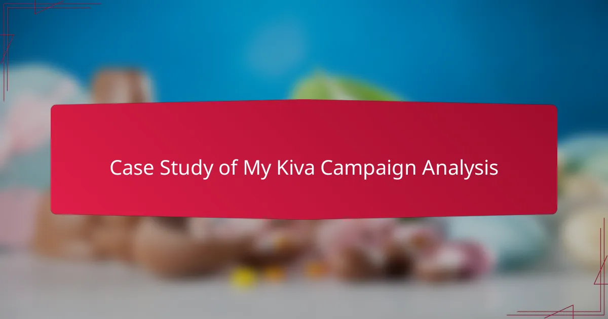 Case Study of My Kiva Campaign Analysis