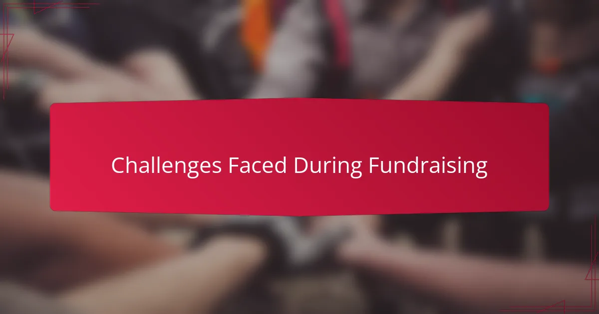 Challenges Faced During Fundraising