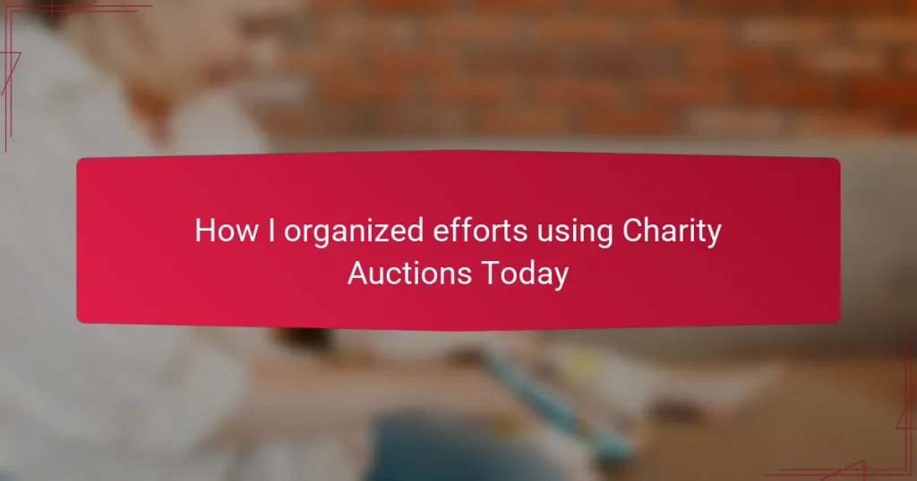 How I organized efforts using Charity Auctions Today