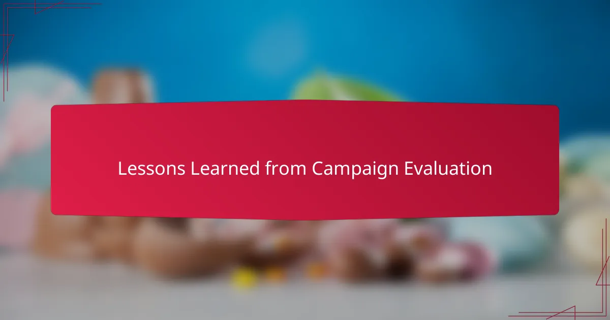 Lessons Learned from Campaign Evaluation