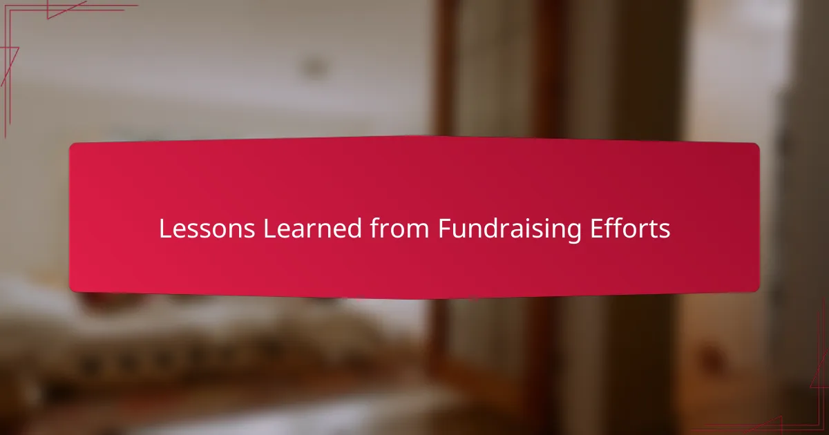 Lessons Learned from Fundraising Efforts