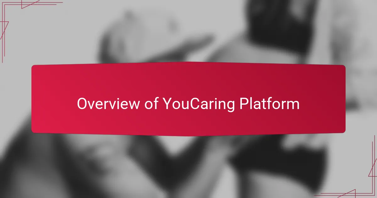 Overview of YouCaring Platform