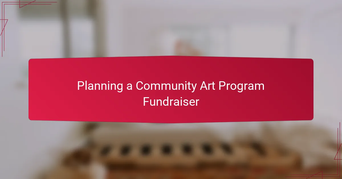 Planning a Community Art Program Fundraiser