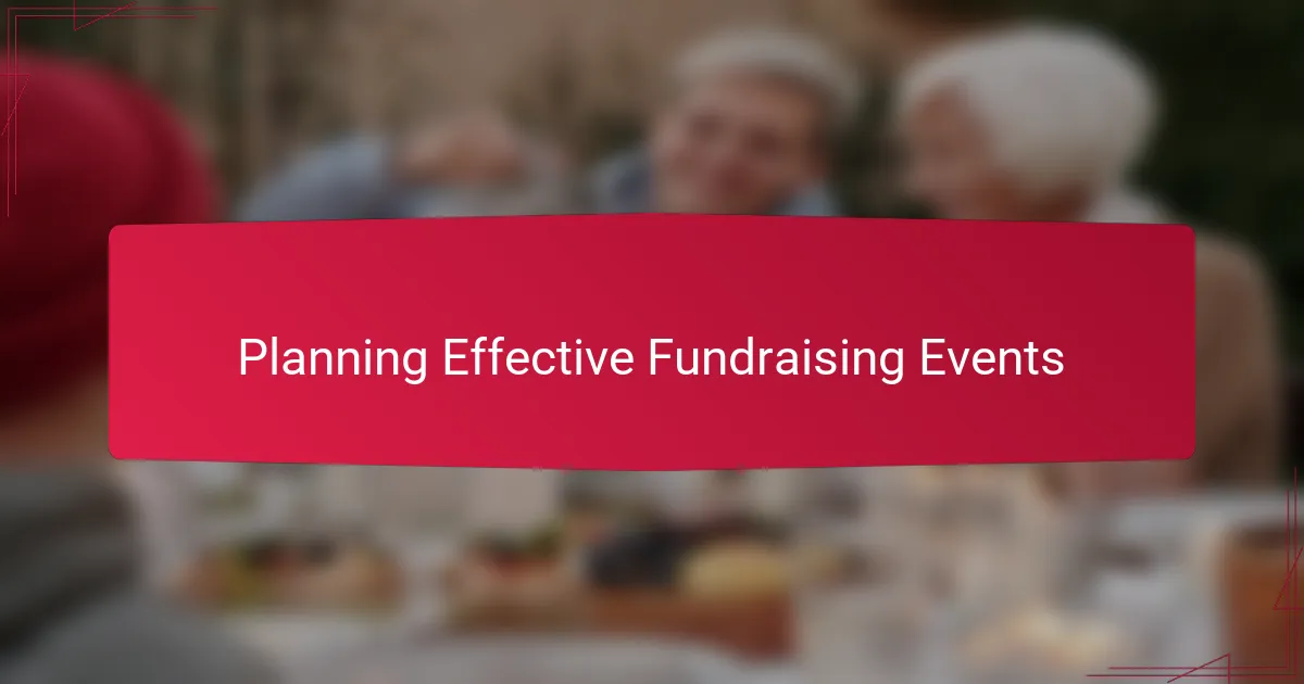 Planning Effective Fundraising Events