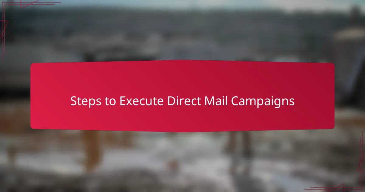 Steps to Execute Direct Mail Campaigns