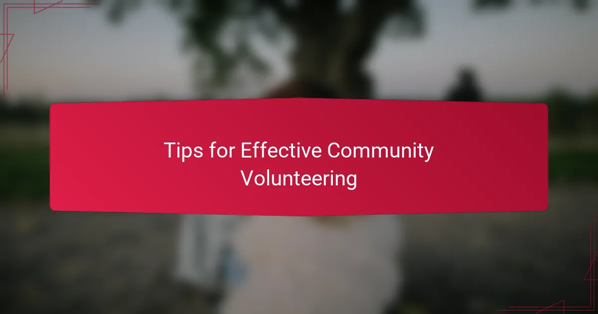 Tips for Effective Community Volunteering