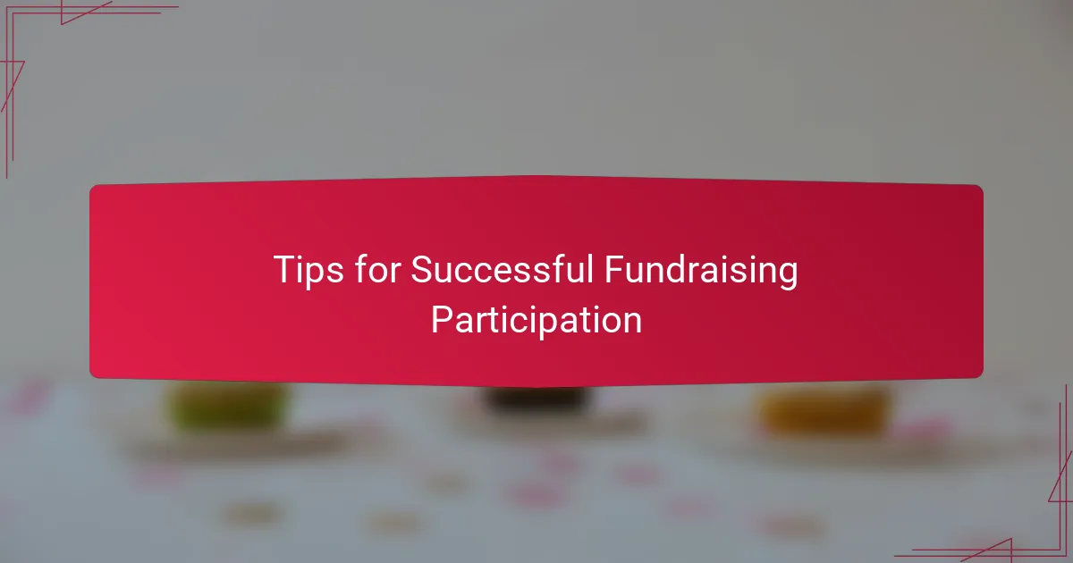 Tips for Successful Fundraising Participation